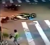 Bike Rider hits Pedestrian at Crosswalk Both Die