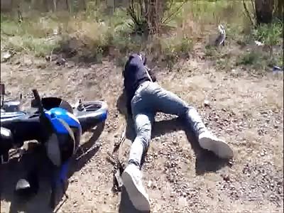 Rider Goes Through Convulsions after Hitting Horse in the Road