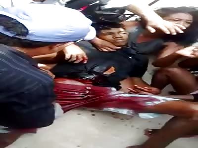 Kid Dying Stabbed in the Stomach Asks the Blessing to his Mother