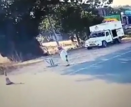 Walking Man is Struck Head on (Slow-mo Added)