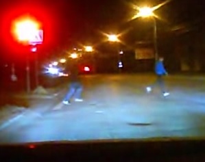 Two Guys Crossing a Street Getting Brutally hit