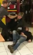 Two Drunk Men being Beaten by Pissed off Guy in a Restaurant