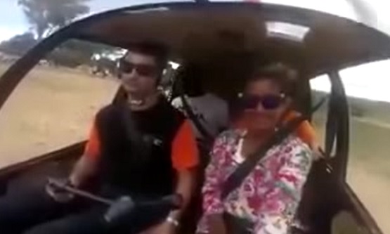 Shocking Moment Woman Films her Own Helicopter Accident