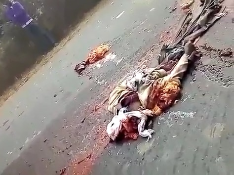 Bodies Destroyed in Road Carnage (Man still alive w/ legs ripped off )