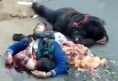 Total Mess on the Road, Leglless Man in Agony Beside his Destroyed Wife