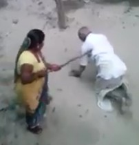 Evil Bitch Woman Tortures Her old Father