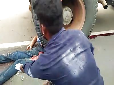 Aftermath of Dude Crushed Under Tire.