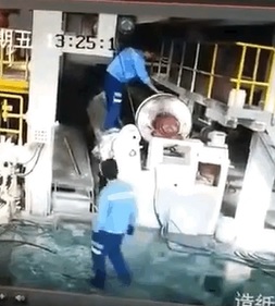 Work Accident... Guy Sucked into Lathe