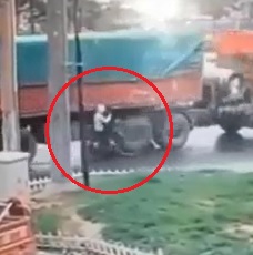 Ends Up Underneath Truck Wheel