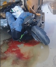 Biker Twisted Like a Pretzel after Hitting School Bus