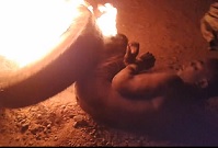 Tortured Thief About to Be Necklaced by Burning Tire