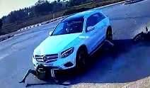 Mercedes Hits Then Drags Biker