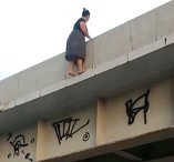 Heavy Woman Jumps Backwards and Splats on the Ground