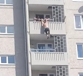 Drunk Idiot Gets No Help From His Friends.