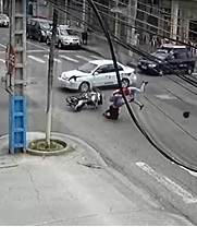 Couple on Bike Ragdolled and Flown