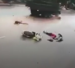 Mopeds Collide One Crushed Under Truck