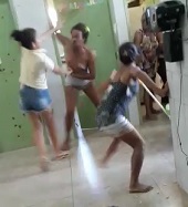 3 Bitches Fight .. Tits Out.