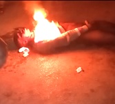 Beaten then BBQ'd by Mob.