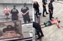 Man Slashes and Stabs Himself While Pursued by Police (3 Videos)