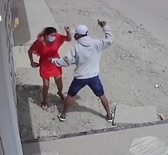 Pretty Girl in Red Sundress Shot by Robber.