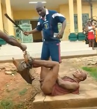 Beaten with a Machete.