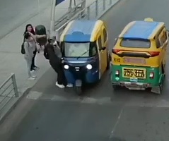 Oblivious Dude Ragdolled by Moped Mobile.