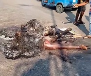 Mob BBQ's Three Suspected Robbers on Busy Road.