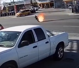 Sets Himself on Fire and Runs into Traffic.