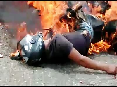 Two Bikers Roast On Highway (rotated)