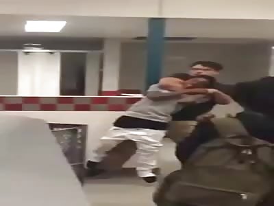 Black kid chokes on chicken, saved by white kid.