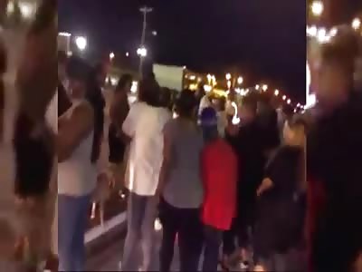Gunshots After Car Hits Ferguson Protester... Bitch Filming Immediately Talks Shit About Cops