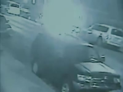 CCTV FOOTAGE OF COP GETTING SHOT IN TONIGHT'S PHILLY RAMPAGE SHOOTING (poor quality)