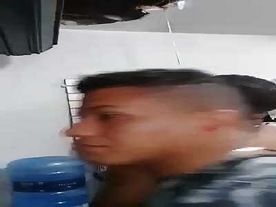 Thief caught and beaten.