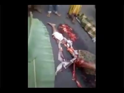 Collect pieces of biker crushed by a truck