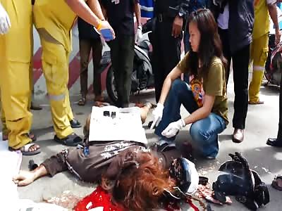 Woman motorcyclist dies with his brains scattered