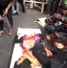 Female biker crushed and blown by truck