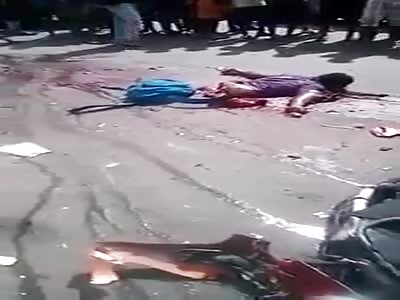 Female motorcyclist halved in accident