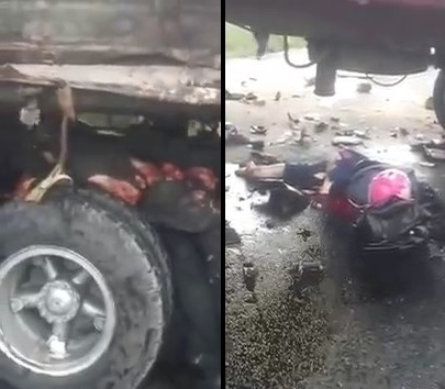 Accident Aftermath - Guy is Dead Trapped in The Wheels Truck