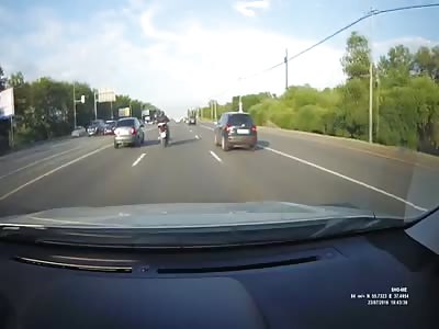 BIKER GETS PULVERIZED IN HIGH SPEED COLLISION