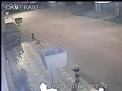 MOTORCYCLIST FLYING AFTER HEAD-ON CRASH WITH CAR