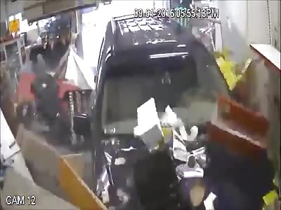 MAN TRAPPED IN DEBRIS AS SUV CRASHES INTO A GAS STATION MINI MART 