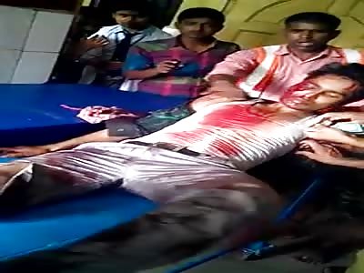 GUY KEEPS TRYING TO GET UP... BUT LOOK THAT FUCKING LEG!!