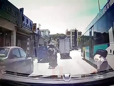 JAYWALKING WOMAN HIT BY BUS