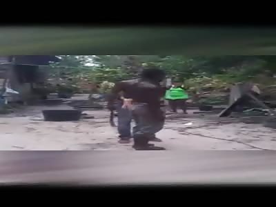 THIEF BEING BEATEN BY UNGRY MAN