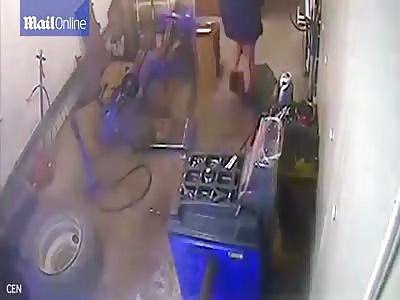 OH BLAST! HAPLESS CAR MECHANIC HAS HIS TROUSERS RIPPED OFF