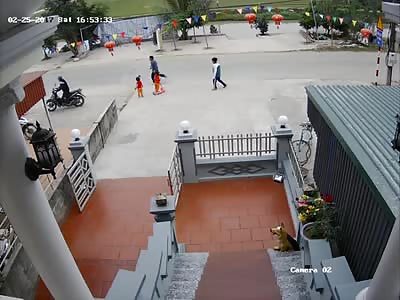 POOR CHILD BEING RUN OVER BY MOTORCYCLE