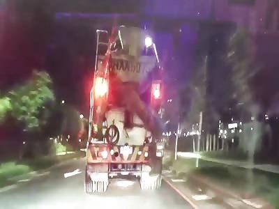 BIKER CRUSHED BY TRUCK