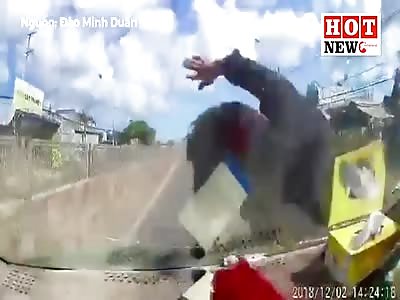 HEAD ON COLLISION - MOTORCYCLE VS CAR