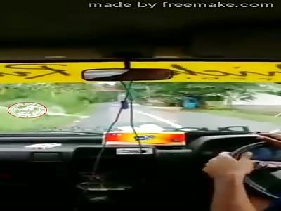 TRUCK VS MOTORCYCLE HEAD ON COLLISION