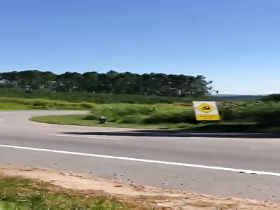 HE BRAKES THE SIGN WITH HIS FACE